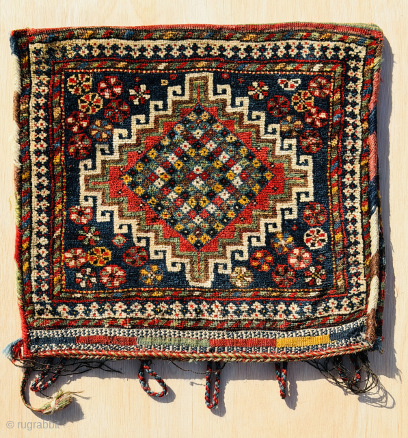 Antique Southwest Persian Qashgai Bag 19th century. Complete one. Size is 55 x 50 cm. Excellent condition.