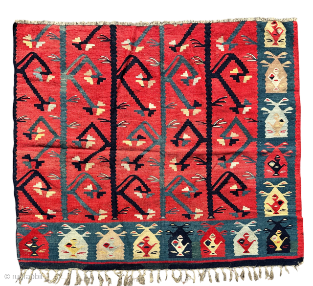 Antique Serkoy Kilim Fragment. 19th Century. size is 156 cm x 127 cm                    