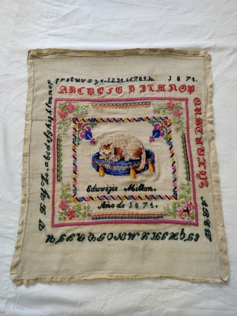 Antique alphabets embroidery sampler dated.
SOLD THANKS 
aamirkhanswati023@gmail.com.
For more information kindly contact us.
                     