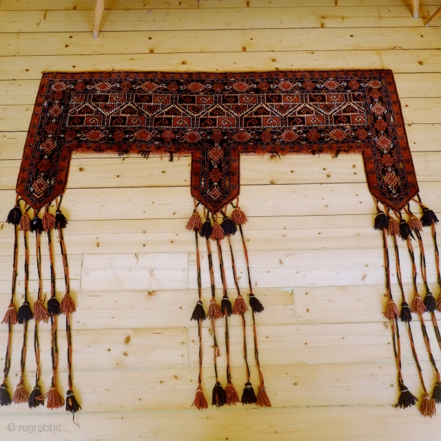  An early 20th century Ersari Kapunuk/Khalyk/Trapping 
 A large trapping (164 x 46 (74)cm in very good condition, complete, (with the exception of the 'internal' braided tassels), with a full dense  ...