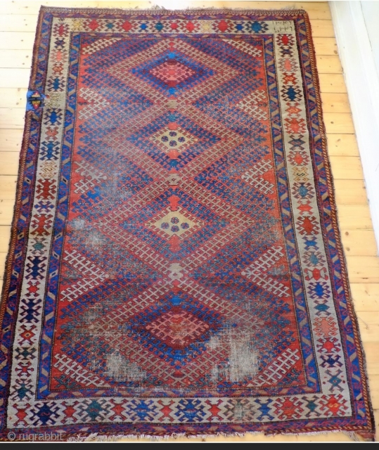 A 19th Century South Caucasian (Karabakh?) rug. Size 245 x 158 cm

An inscribed large South Caucasian, possibly Karabakh, rug. The pile is mostly evenly worn with heavy wear in places; a fragment  ...