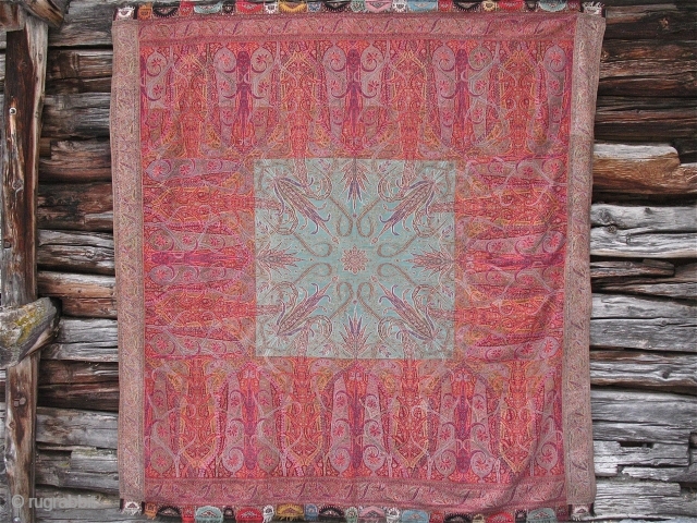 A 19th century Indian cashmere shawl....very nice condition with very nice colors.....                     