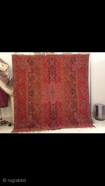 Antique 1850th century French paisley square shawl.
Extremely high quality in French paisley Shawls.
Hundreds of colours & flowers you can see in this paisley shawl.
Allover it's  Collection masterpiece.

Condition is mint as like  ...
