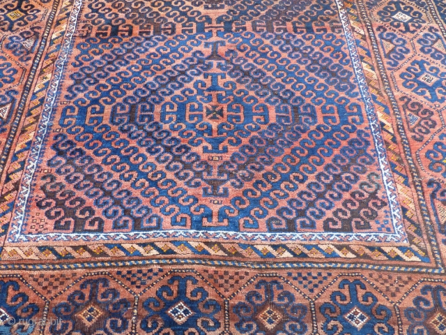 Nice large Baluch in great shape. Rare field design c. 1900. 8'10" x 5'7". 270 x 170 cm.               