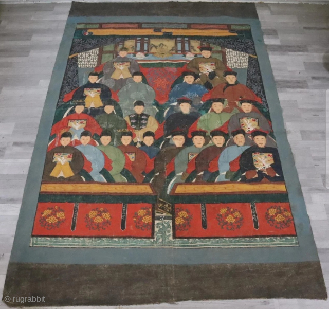 Chinese Qing Dynasty Ancestors Painting. 245 x 150 cm.