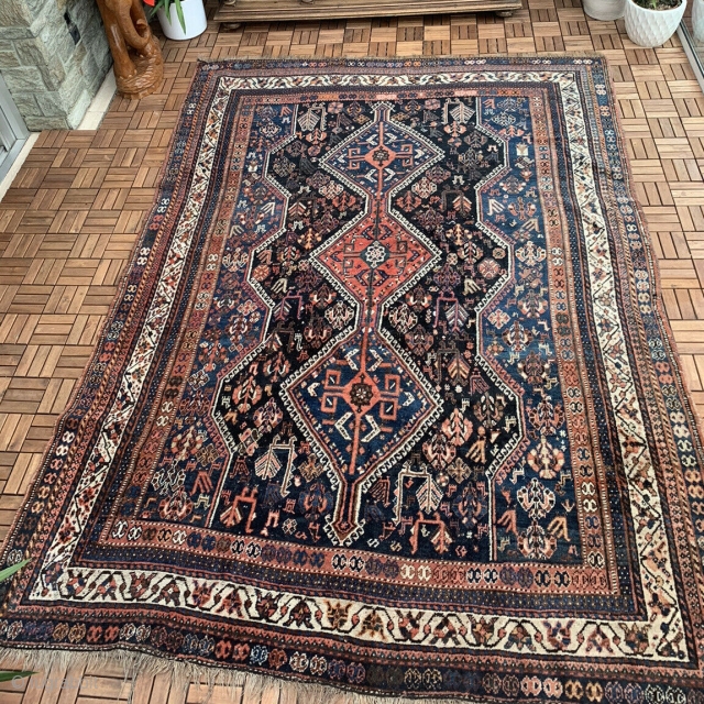 Big beautiful antique Shiraz ca 1920's. Size is 395 x 218 cm / 13'2" x 7'3". In great condition.              
