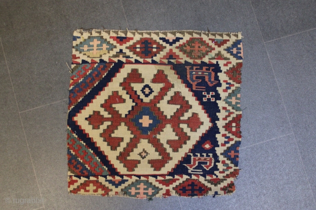 Antique hotamis kilim, 43x45cm, from central anatolia, wool on wool, natural plant colors, ap. from 1900                 