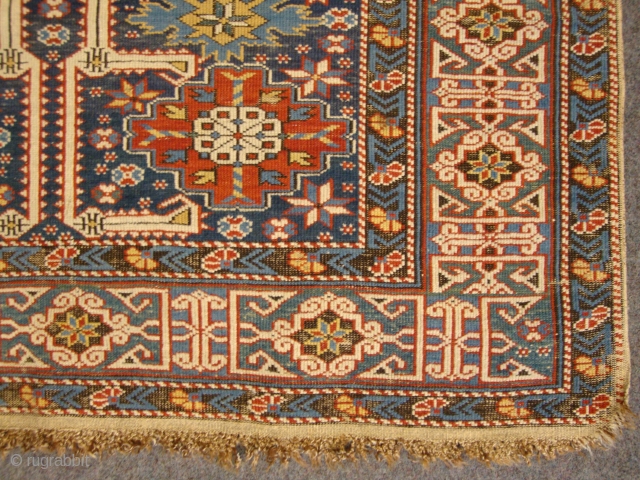 Caucasian Kuba Karagashli Rug, late 19th Century, great colours and well executed design, with a exceptional green border, original condition. 
size: 273x120
age: 1890/1900          