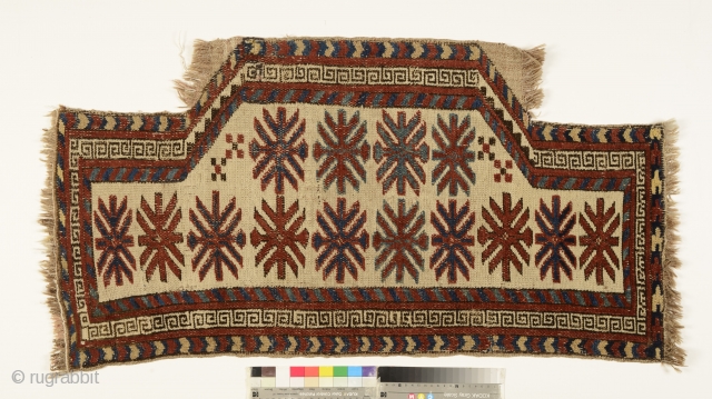 Kyrgyz Saddle Rug, Alai mountains, c. 1880, all-natural dyes, in a museum condition, a rare piece
Size: 51cm by 102cm
For a similar rug see Antipina K.I. The Kyrgyz Carpet. Ed. by George W.  ...