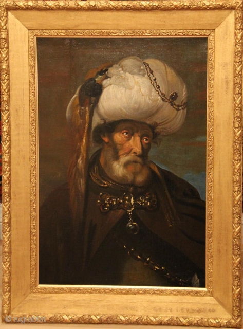 Man in Oriental Costume
After Karel van Mander III (active 1624-1670), executed circa 1800
Oil on canvas, ca. 80 by 60 cm, framed.
Attribution and valuation by Patrick Becks, Becks Art Consultancy 
   