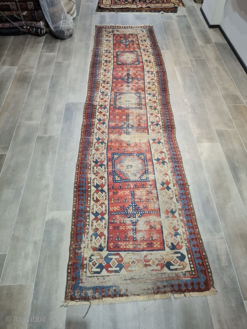 antique kazak mogan size 343x86 cm                           