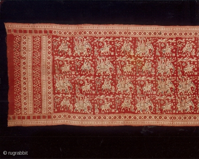 Indian trade textiles 003, (422cm x 94cm – 166in x 37in), heirloom textile, Gujarat 18th century, traded to eastern Indonesia, cotton - block printed, resist and mordant dyed, condition very good. Price  ...