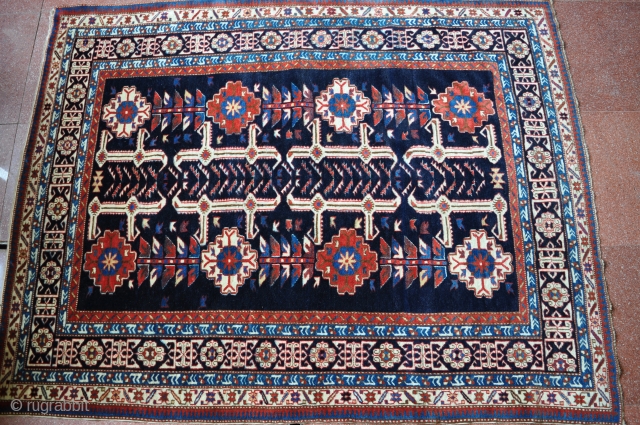 Antique Caucasian Kuba Rug with Afshan design, Early 20th century, size 123x160cm, wool on wool. Good condition.                