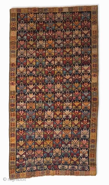 11 | Karabagh Kilim, South Caucasus, Dated 1899

    
Wool on wool
Caucasus, dated 1899
Dimensions: 4.12 x 2.15 m
Age-according good condition
This object is sold through the Berlin office




The large old caucasus  ...