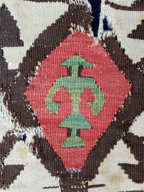 A great Anatolian kilim fragment with great colors and age. About 90 x 40cm.                   