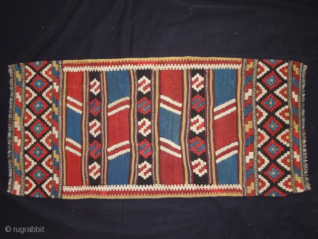 A Manastir / Helvaci kilim with very saturated colours. Good condition. Cm 48x105                    