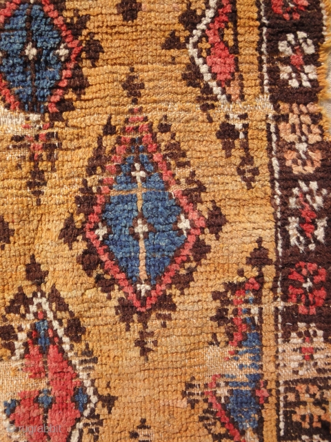 A beautiful yellow Konya fragment ( or Cappadocia / Kappadokya ) with a rare pattern. Cm 172 x 127. Professionally conserved with a natural hemp textile. Ready for display. 18th century or  ...
