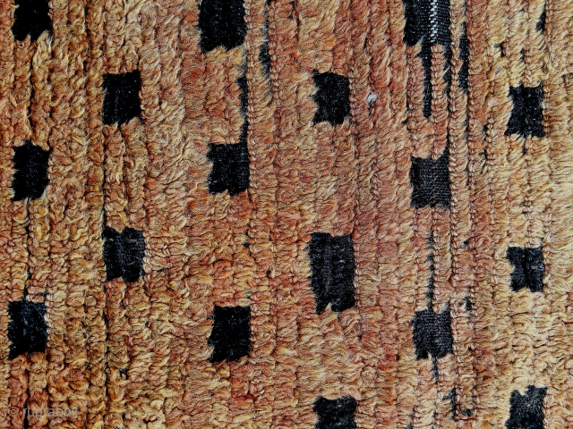 A centuries-old yatak from Konya. Great shades of yellow in a leopard abstract pattern.Camel hair from Ayranci area,Turkey. Cm 180 x 142. Professionally conserved.         