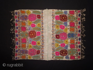 An unusual and fine Anatolian embroidery. cm 48 x38. Dazzling colours.                      