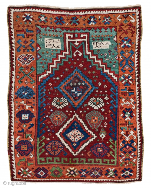 East Anatolian Prayer Rug, 122 x 95 cm (4 ft. x 3 ft. 1 in.), Turkey, dated 1288 (1870), Starting bid € 300, Auction March 9th at 4pm, https://www.liveauctioneers.com/item/69398234_east-anatolian-prayer-rug    