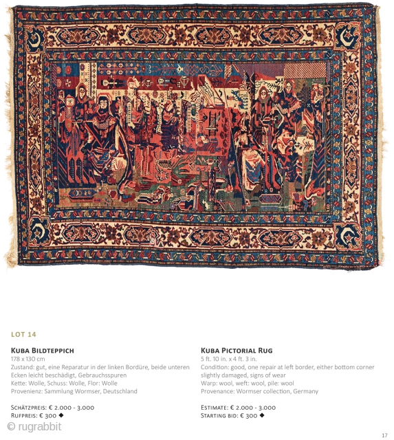 Auction on March 30th at 4pm, all on offer with no reserve! https://www.liveauctioneers.com/item/69912730_kuba-pictorial-rug
                    