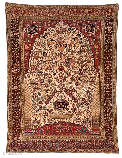 Lot 158, QASHQAI MILLEFLEUR 208 x 157 cm (6ft. 10in. x 5ft. 2in.) Persia, second half 19th century, Auction on April 22nd, https://new.liveauctioneers.com/item/52104314_qashqai-millefleur-208-x-157-cm-6ft-10in-x-5ft
          