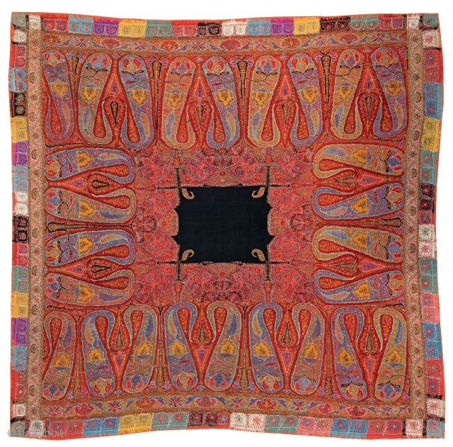 Lot 286, KASHMIR Shawl 195 x 190 cm (6ft. 5in. x 6ft. 3in.) India, ca. 1900, Auction April 22nd, 4pm, https://new.liveauctioneers.com/item/52104439_kashmir-scarf-195-x-190-cm-6ft-5in-x-6ft-3in
            