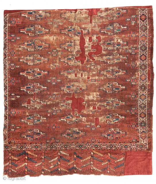 Lot 41, Yomud main carpet fragment, start price: € 300, Auction 30th April 3pm, http://www.liveauctioneers.com/auctioneers/LOT44821906.html                  