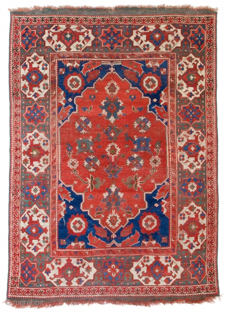 Lot 189, Transylvanian Ushak published in “Antike Anatolische Teppiche aus österreichischem Besitz” 1983 plate 13, 5ft. 6in. x 4ft. 1in., Turkey 17th century, condition: very good, original kilim ends, replaced, selvedges, some  ...