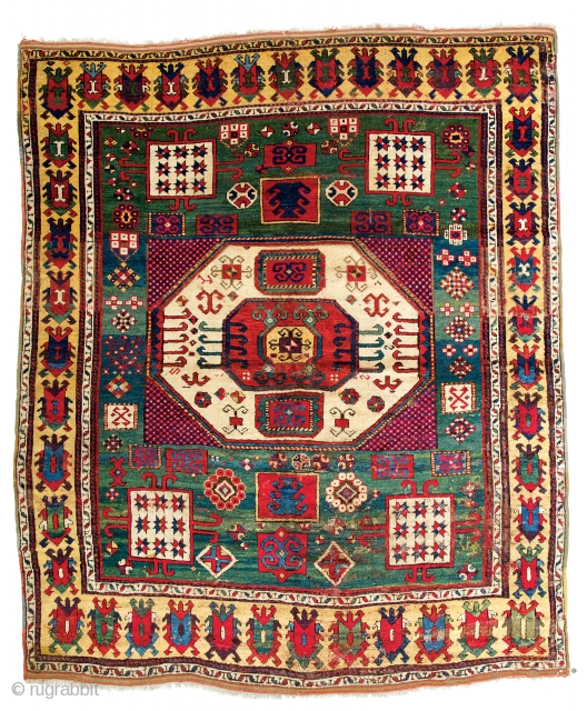 Lot 225, Karachov Kazak, published in Schürmann, “Teppiche aus dem Orient” 1976, page 167, 7ft. 5in. x 6ft. 1in. Caucasus mid-19th century, condition: good, few areas low pile, some areas of old  ...
