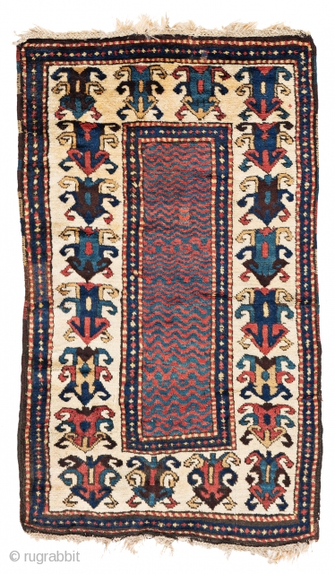 Lot 26, Zakatala, 4 ft. 11 in. x 2 ft. 11 in., Caucasus, second half 19th century
Condition: good, one repair in the right border, few small repairs, Warp: wool, weft: wool, pile:  ...