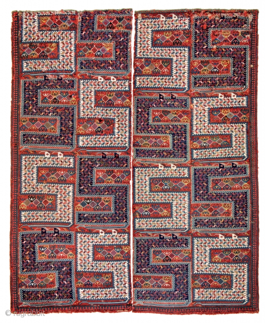 Lot 2, Sileh,
Persia circa 1870,
8 ft. 4in. x 6ft. 7in., 253 x 202 cm,
Condition: used, upper end damaged and incomplete, several small holes and defects, Wool warp, wool weft, Auction November 28th,  ...