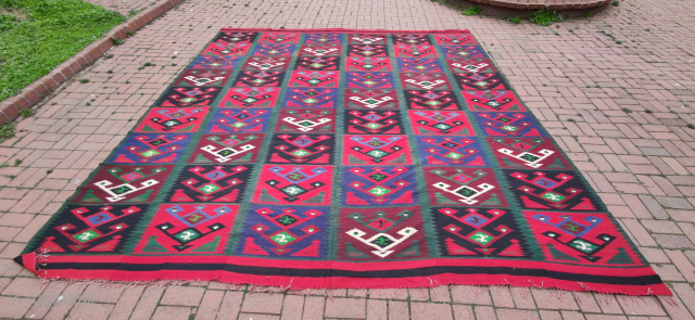 Manastır kilim Rug 19th Century size:376x354 cm                          