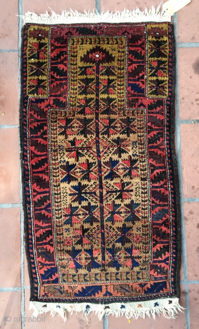 Baluch rug . 3'8" x 2'. All original soft silky pile . 
                    