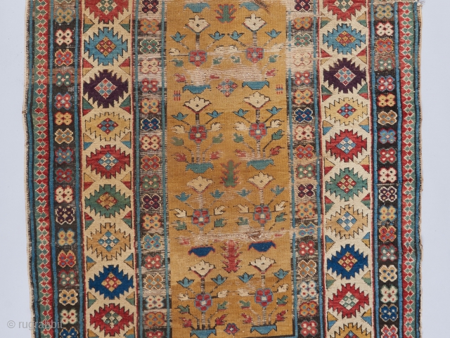 Detail of a superb early Shirvan runner. Stunning color. Ask for details.                     