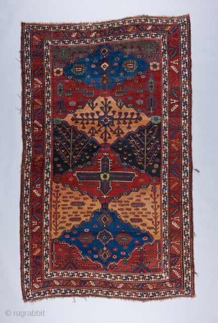 Lori Bakhtiari rug in excellent condition and all original. Great color and very good age, possibly closer to a mid 19th century piece. 9' x 5'5".       