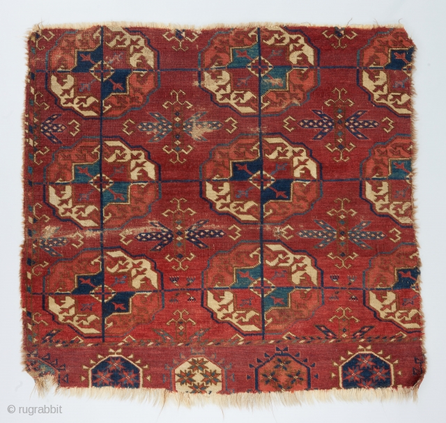 Early Tekke main carpet fragment with exceptional color, wool and weave. 2'8" x 2'6"

Please visit our website for more rare woven art : www.bbolour.com         