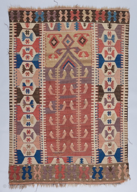 Lovely Anatolian prayer kilim. 4'10" x 3'3". Please email me at noah@bbolour.com for inquiries.                   