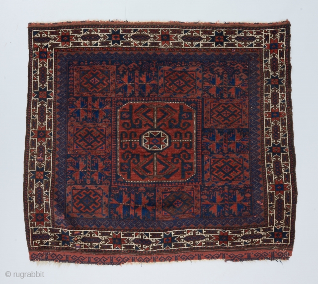 Crisply drawn Baluch bagface. 3'1" x 2'7'. Good condition and almost all original except for a few tiny old patch repairs. 

Please visit our website for more rare collectible and decorative woven  ...