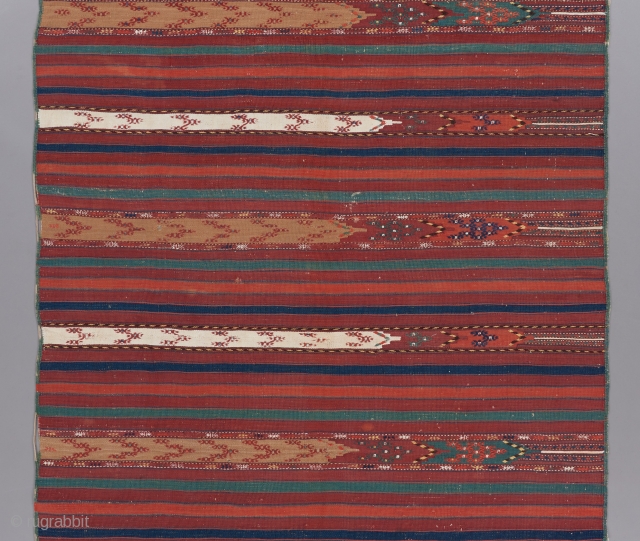 Yomut Kilim with embroidered touches. 9' x 4'5". 

Please visit our website for more great woven art: www.bbolour.com               