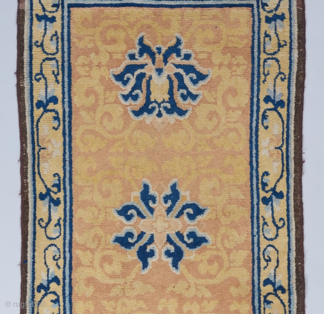 Detail of an early 19th century Ningxia runner shortened in length. 6'3" x 2'8".                   