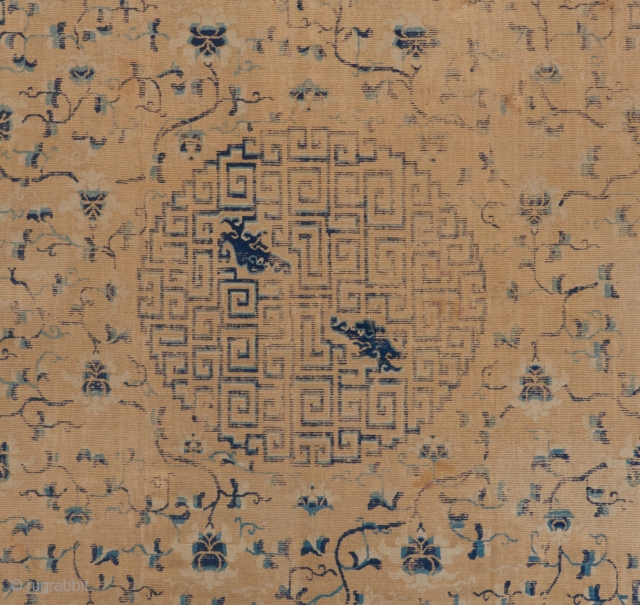   A great Kangxi era carpet in not so great condition. 10'10" x 9'. Please ask for more pictures and details. 

Visit our website to view more rare woven art: www.bbolour.com 