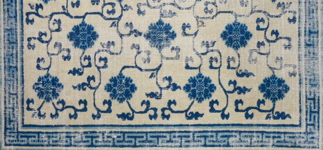 A stately Kangxi era carpet circa 1700. The most spacious and elegant version of this field design i have seen after exhaustive research on this type. Condition issues as visible. Please ask  ...