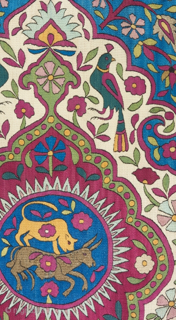 Detail of a great Azerbaijan silk textile from the 18th century.                      