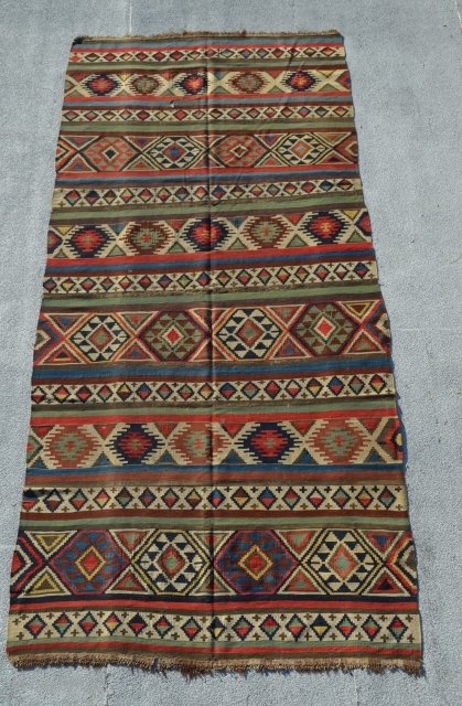 Shirvan Kilim. Wonderful colors. 10' x 4'9"                          