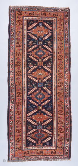 Kurdish or Shahsavan runner. Excellent color and quality. Just a sweet thing. Very good condition with just a bit of old repair in one very small area. 7'7" x 3'2"   