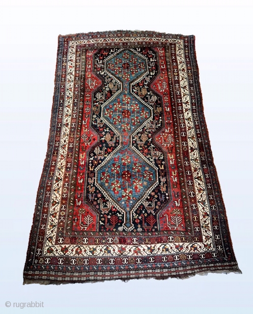 Khamseh rug in very good condition . 8'8" x 5'7".                       