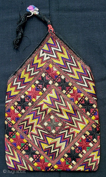 A+ Top Shelf Old or Antique Sind Embroidered Bag, 9.5 x 6 inches, probably from the Sind area of the India and Pakistan border. The bag is in excellent condition and this  ...