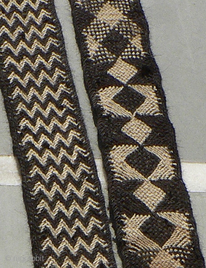 Old Camel Girth Band from the Thar Desert Region in Rajasthan, India. The band is 4 inches x 102 inches (not including the 12 inch tassels) woven from goat hair. These types  ...