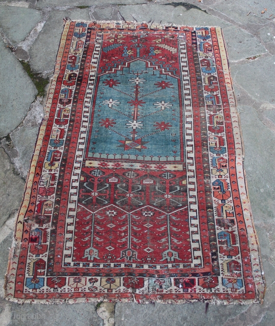 Antique Konya Ladik Turkish Rug. 67 x 40 inches. Dyes all seem natural and the rug seems to be 19 century and has good age -- however I'm no expert on Turkish  ...